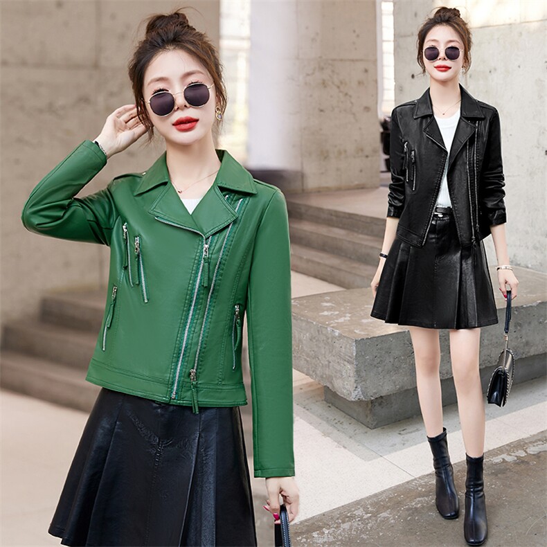 小皮衣外套女士短款2025春秋新款高级感小个子显瘦机车皮夹克上衣，女装皮衣，臻衣坊