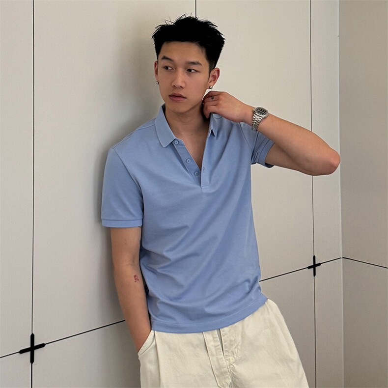 7A抑菌220克丝光珠地高品质常年主推短袖T恤翻领Polo衫T0257,男装Polo衫,电商D342
