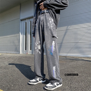 破洞牛仔裤男宽松ins潮牌直筒休闲长裤K5576-P65控78图片