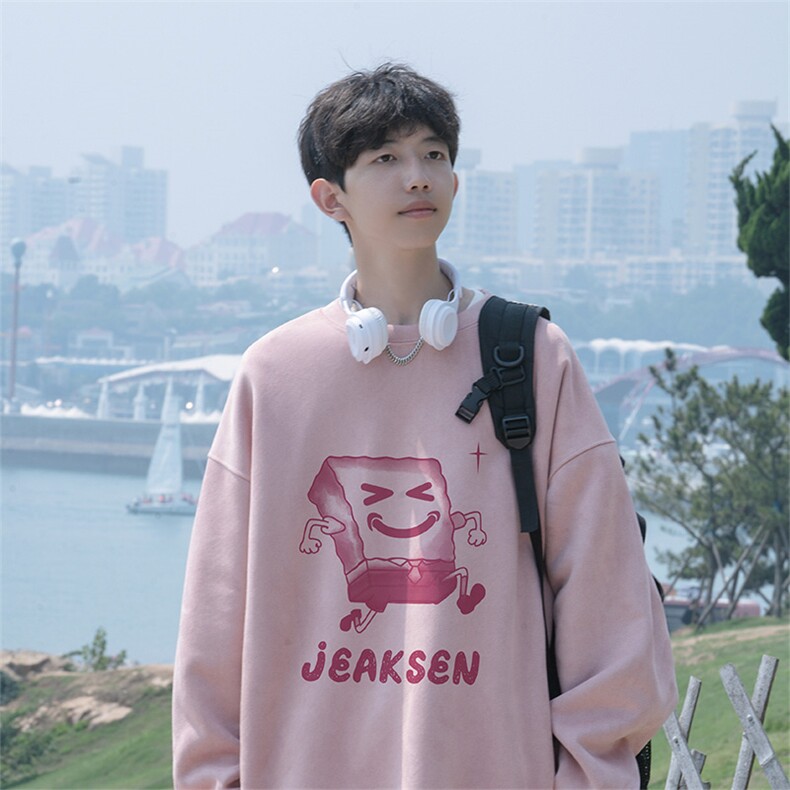 抖音得物高品质海绵宝宝麂皮绒宽松圆领卫衣wyjp5621-特p35控69,男装卫衣,星座605(原A050)