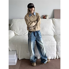 美式复古格子拼接假两件夹克男女cleanfit情侣工装外套LB9999-P65，男装夹克，星座1008