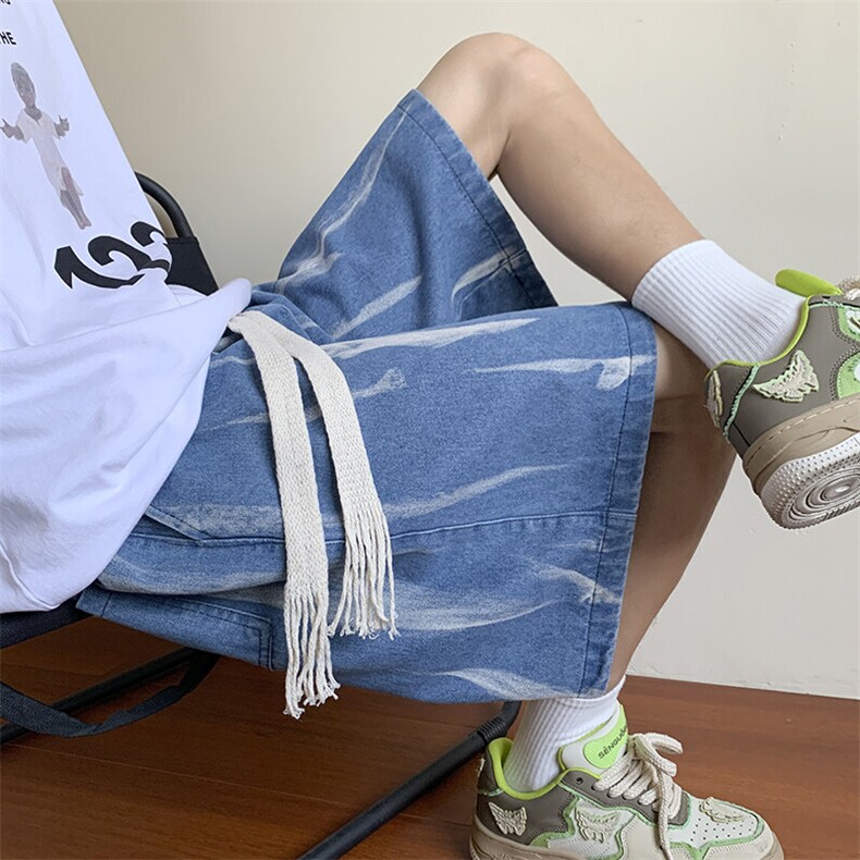 港风牛仔短裤夏季韩版五分裤男 潮流百搭休闲裤子XD22933特批32图片