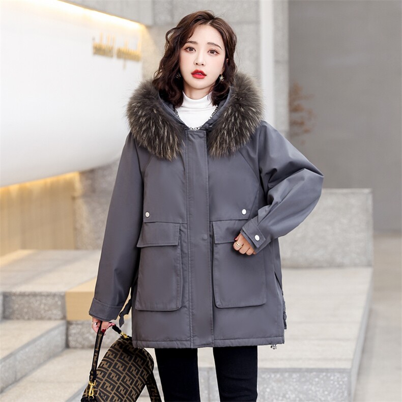 冬厚加绒外套女中长款棉衣韩版宽松ins潮派克服棉服冬季新款,女装派克服,菡迪欧娜
