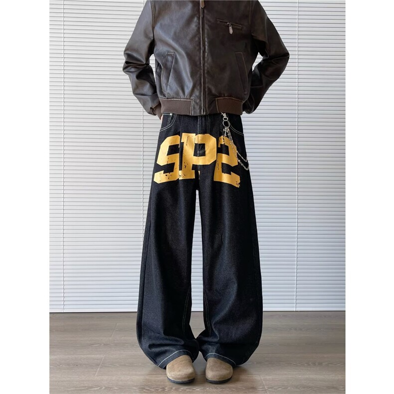 牛仔裤男女慵懒ins日系简约气质原宿百搭流行文艺长裤RK3251-P40,男装牛仔裤,星座412-3
