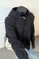秋季抖音美式宽松大码连帽半开衫毛衣男女MY1111-特P60控88，男装针织衫/毛衣，电商A001-1