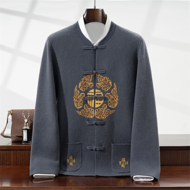 2026年秋季时尚百搭通勤简约休闲系扣开衫，男装羊毛衫，雪贝坊二店