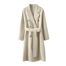 秋冬季新款女装双面呢大衣纯色简约羊绒外套长款显瘦气质风衣，女装双面呢大衣，荣图大衣