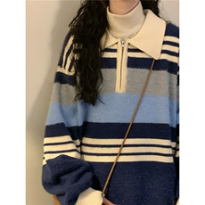 美式半拉链仿貂针织衫男女秋冬新款慵懒风软糯毛衣，男装针织衫/毛衣，星座506A