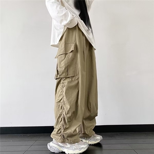 工装裤美式褶皱束脚宽松嘻哈阔腿拖地街头直筒休闲裤男K4690-P41图片