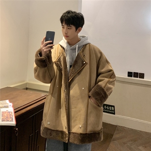 1港风皮毛一体大码M-5XL高级感轻奢机车棉服外套男8708P158控228图片