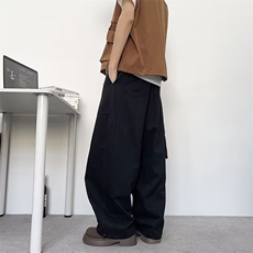 复古大口袋工装伞兵裤男潮牌慵懒搭休闲阔腿长裤GK128-P56，男装工装外套，星座1001-1