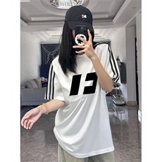 抖音得物高品质二开240克宽松纯棉美式潮牌三条杠织带短袖T恤，男装T恤，电商A486-1