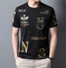 爸爸短袖t恤男装夏装薄款宽松印花中年男士上衣冰丝夏季中老年人，男装T恤，电商B212（原钱塘6029）