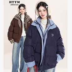 网图美式加厚撞色格子假两件棉服外套棉衣面包服MY960/P88，男装棉衣，星座221-5
