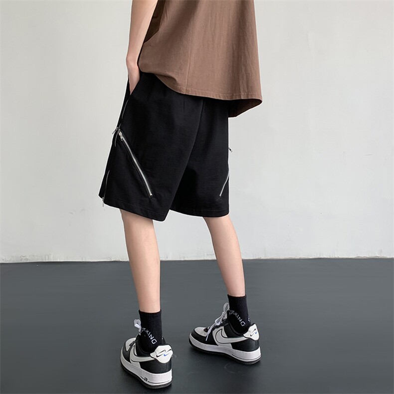 美式短裤男设计感小众高街工装拉链五分裤XZ225-3-DK05-P46控60,男装牛仔裤,星座225-3