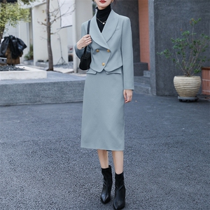 职业套装女2023春秋新款时尚气质女神范高级感小西装半身裙两件套图片