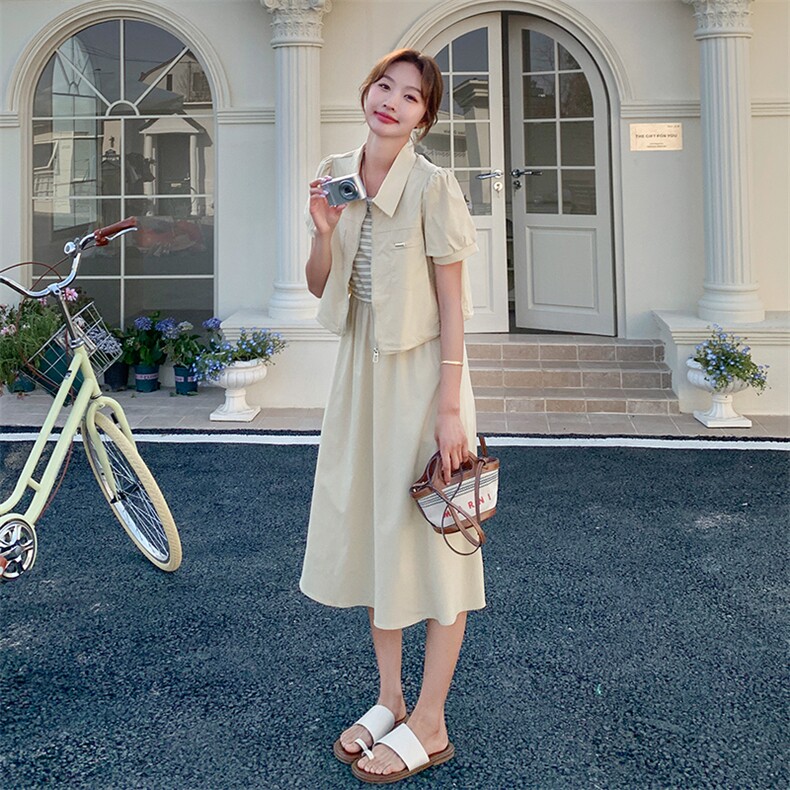黄色时尚休闲女2025年夏季新款宽松显瘦减龄百搭半身裙,女装连衣裙,2C285