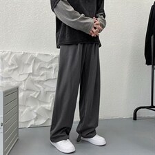 垂感西装裤男直筒宽松前开叉阔腿裤子K650P32，男装休闲裤，星座1116-2