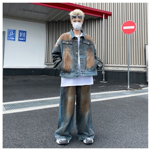 牛仔套装男复古工装休闲夹克ins潮牌青少年翻领上衣TZ018-P130图片