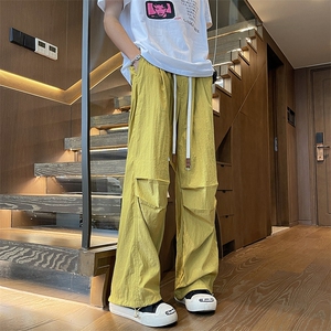 褶皱休闲裤男女韩版潮流帅百搭宽松2024秋季新款ins长裤K5662-P43图片