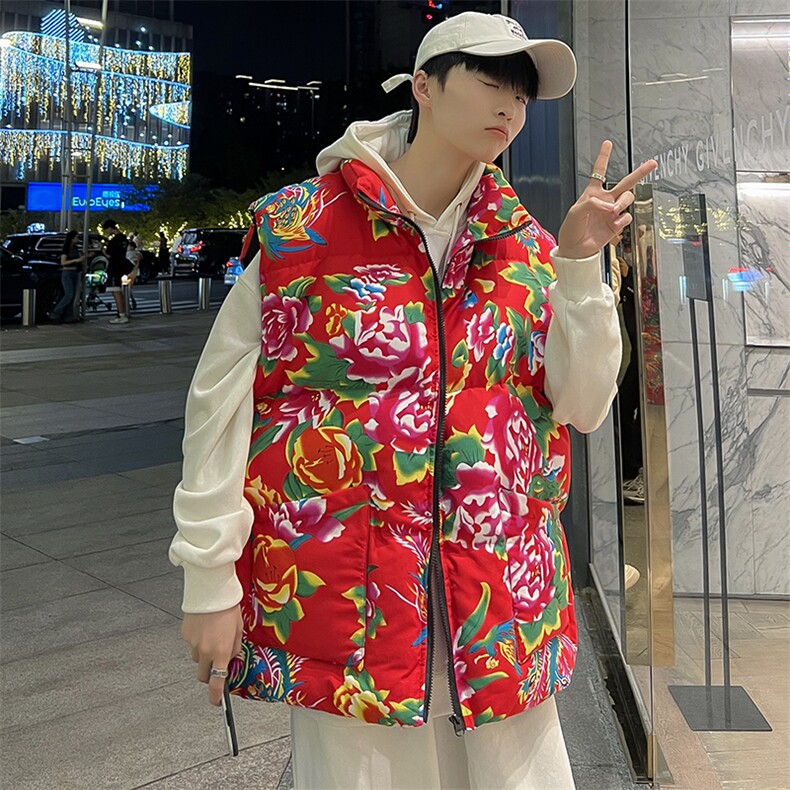 M3风东北大花棉马甲外套大码宽松加厚保暖外衣坎肩背心演出服，女装马甲，星座115A(原星座507）