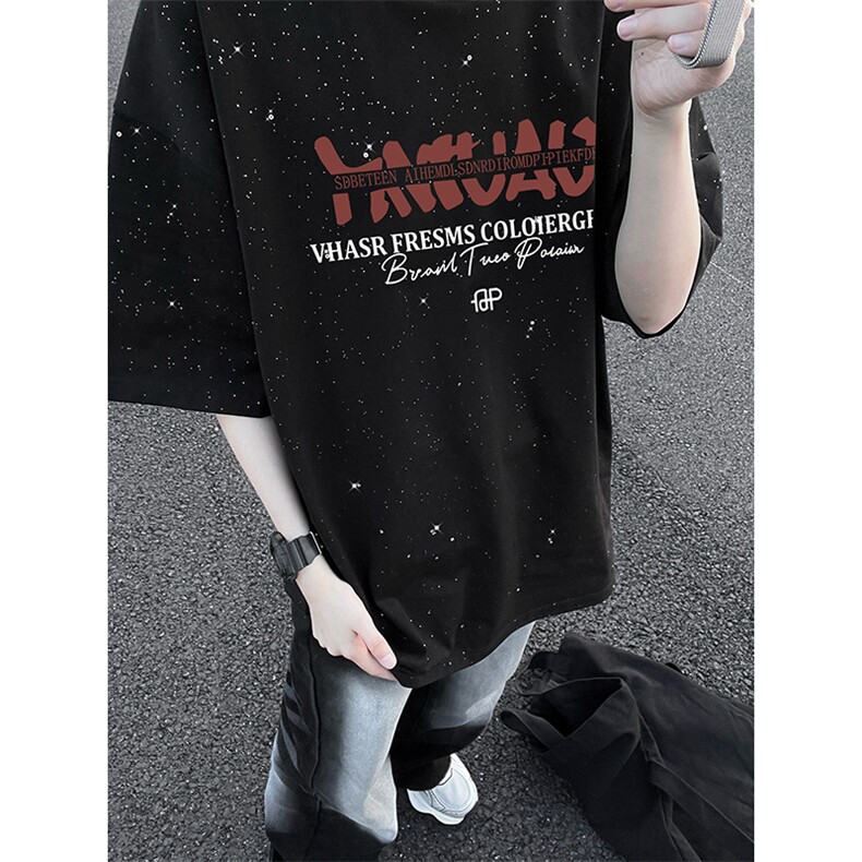 量大优供抖音视频支持得物配合二开美式满天星亮片短袖T恤MTX368,男装T恤,电商A486