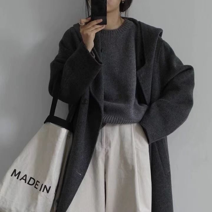 时尚百搭女士加厚圆领羊毛衫 羊毛保暖舒适毛衣图片