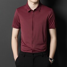2023夏季新款免烫短袖衬衫中年男士纯色经典商务休闲正装衬衣男装，男装衬衫，电商B212（原钱塘6029）