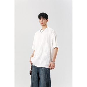 8XL-M 特大码夏季短袖冰丝皱感透气T恤男潮垂感宽松半袖DX305P45图片