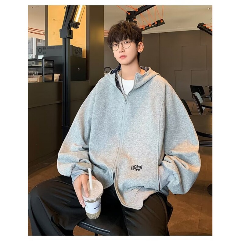 美式痞帅连帽开衫卫衣男秋款宽松双拉链开衫休闲外套WT02-P55,女装短外套,星座1001-1
