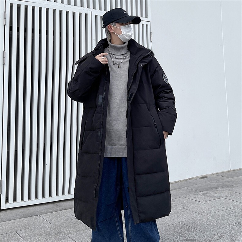 长款连帽保暖长款羽绒服纯色休闲宽松百搭潮流377-p125,男装羽绒服,星座1602B（原101B-1）