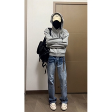 藏青色cleanfit底特律夹克外套男款春秋季美式复古短款潮牌棒球服，男装牛仔裤，星座1007（原301D）