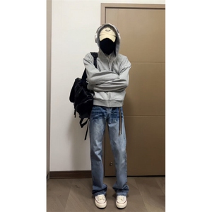 藏青色cleanfit底特律夹克外套男款春秋季美式复古短款潮牌棒球服图片
