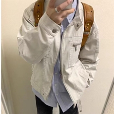 W9216-P73网图现货春季新款高质量纯棉白色工装外套百搭夹克，男装夹克，星座1608-2