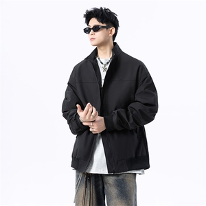 港风美式日系褶皱设计感立领夹克外套男潮 XZ213-JK1234-P88控108图片