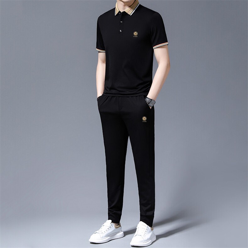 HP579夏季新款男士休闲套装刺绣男装百搭二件套,男装休闲套装,电商B360