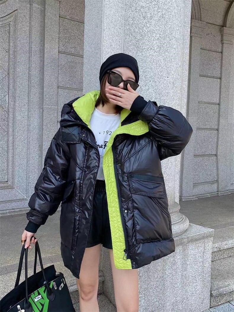 爱美欧冬季新款，现货撞色羽绒服，女装羽绒服，爱美欧