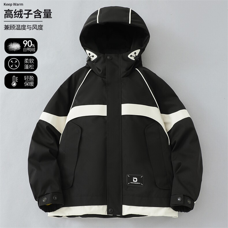 派克夹克羽绒服男女短款潮新款工装立领商场同款字母印花潮流4035，男装羽绒服，电商A234