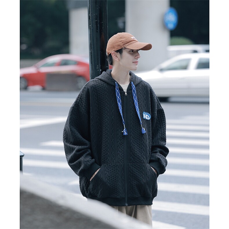 citboy酒店秋冬大麻花开衫连帽高品质卫衣夹克外套WK221-P60控88,男装夹克,电商B370