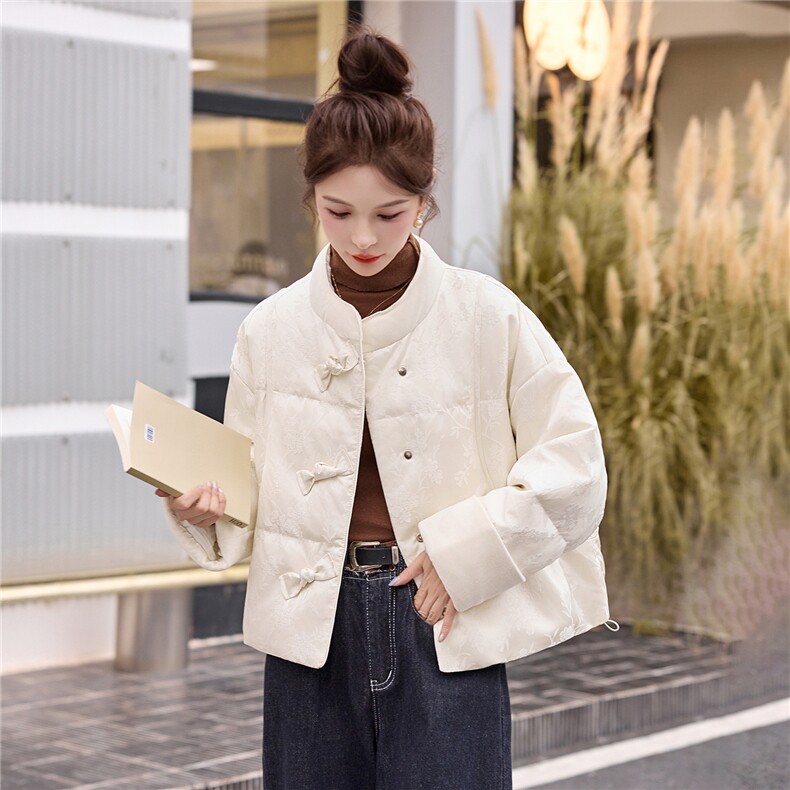现货主推2025年冬季新款國风羽绒服外套女,女装羽绒服,曼娅璐