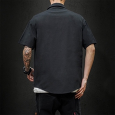 2021春季新马切达日系大码男卡通小猫印花宽松短袖衬衫C3003-P35，男装衬衫，电商A001