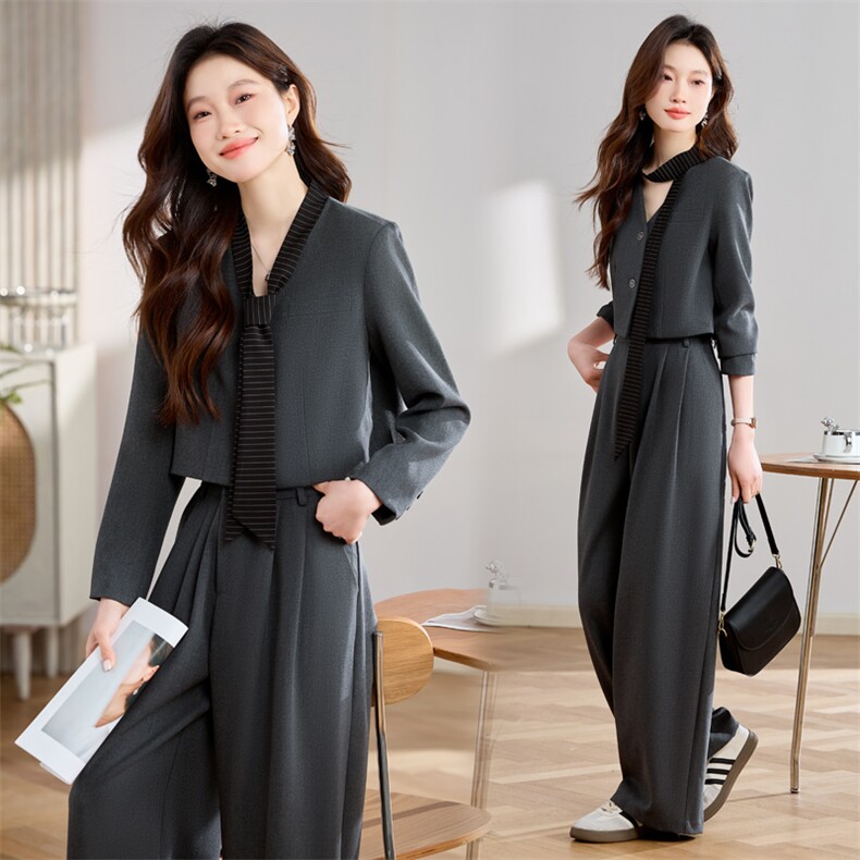 西装套装女2025新款春超火爆款职场高级感御姐穿搭阔腿裤独特漂亮，女装套装/套裙，辉之琳