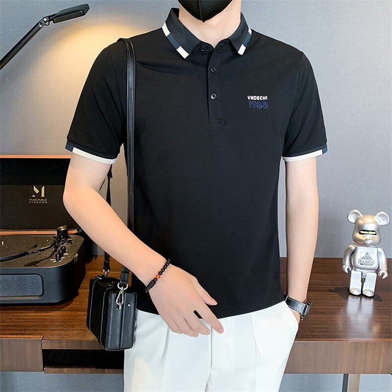 6603-P58夏季刺绣POLO衫男字母T恤男装半截袖新款夏装-1控78,男装Polo衫,星座603-2