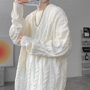 8XL-M麻花毛衣男休闲大码慵懒风情侣圆领针织衫线衣外套MY1512P65图片