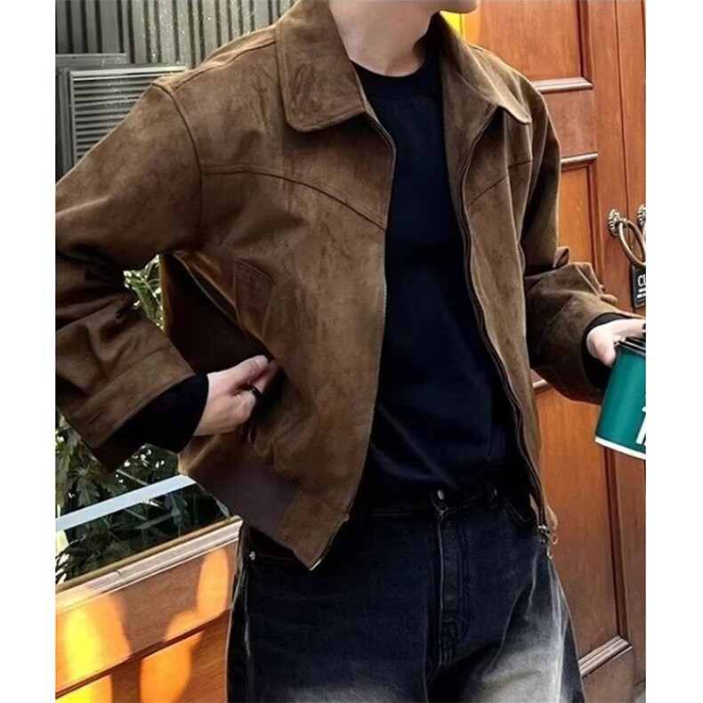高街设计感小众翻领夹克男女款复古宽松百搭潮流休闲外套JK78,男装夹克,星座1116A（原606A-3）