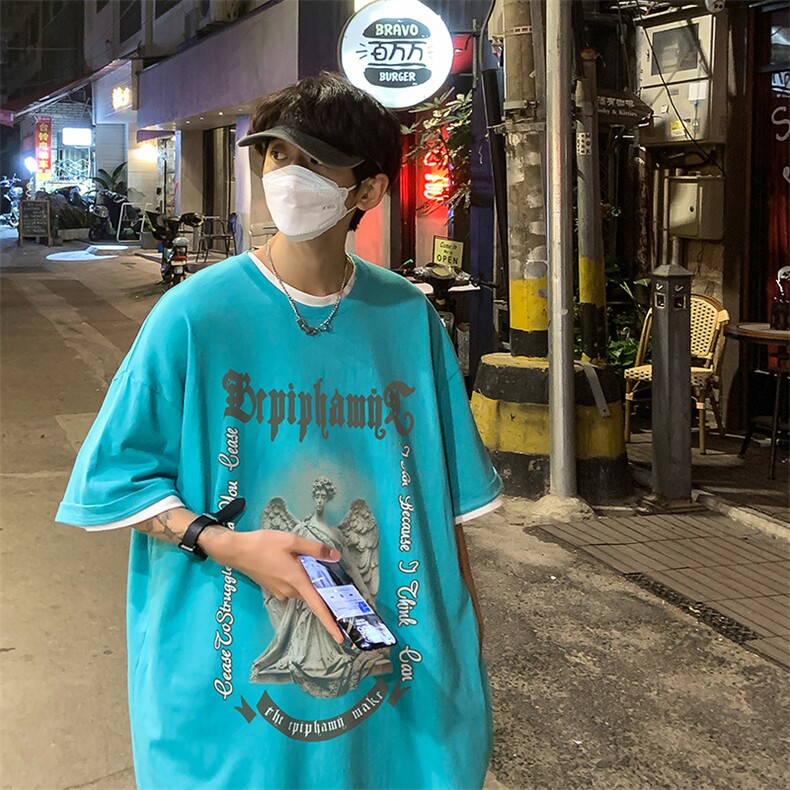B239-1212-P28欧美式天使雕像个性印花夏季高克重半袖短袖t恤,男装T恤,星座514-2(原B239)
