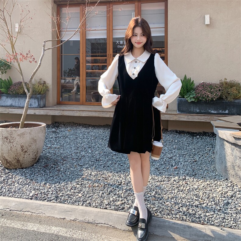 26春新款现-赫本风简约休闲丝绒连衣裙2608-P160K258,女装连衣裙,2B190