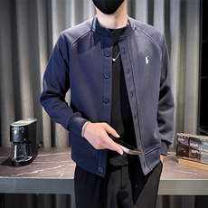25808-M-3XL-P88秋季男士休闲刺绣百搭单排扣圆领针织开衫外套，女装短外套，电商B255