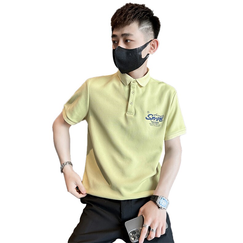 精神小伙2025夏季新款男士翻领商务Polo衫短袖印花t恤男C208-8888,男装T恤,电商C208