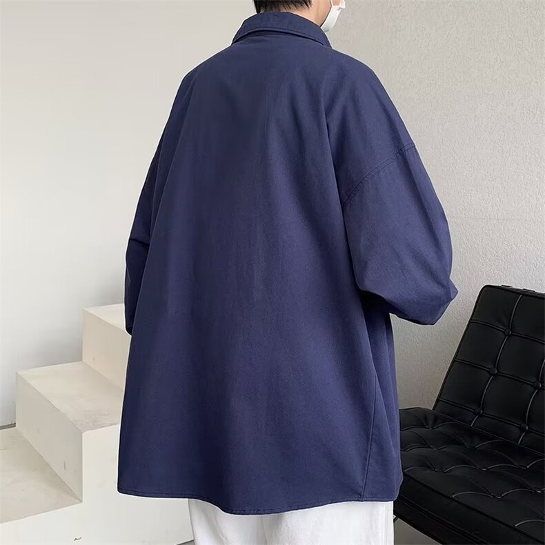 新款长袖衬衫男春秋季休闲文艺宽松衬衣chic百搭衬衣C328P28,男装衬衫,星座1116-2